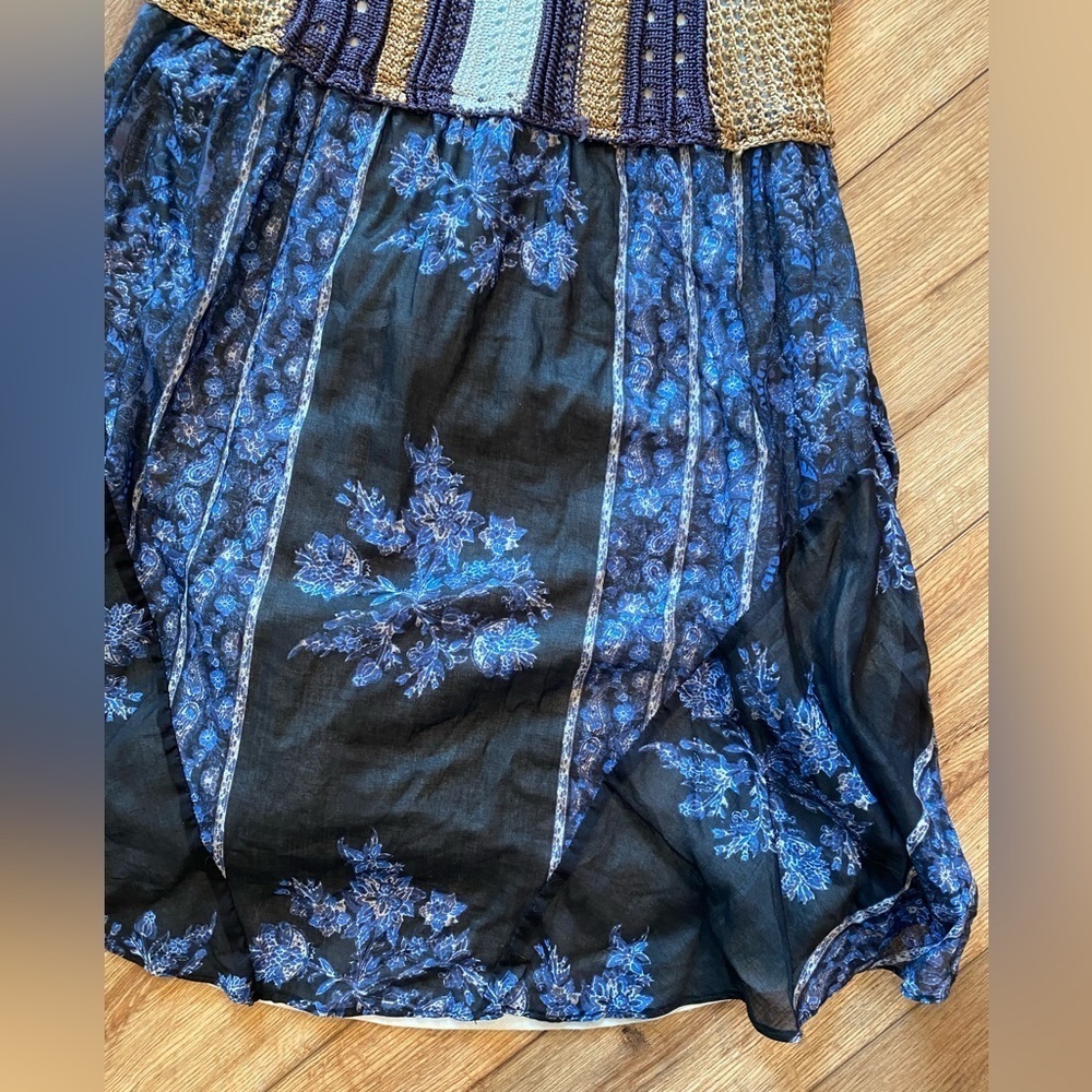 Free People Fairycore boho whimsical floral festival mini dress crochet bodice - Picture 5 of 13